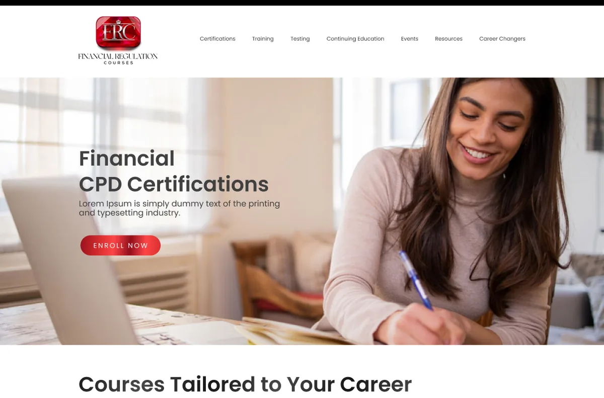 FRC homepage: certifications hero and course catalogue